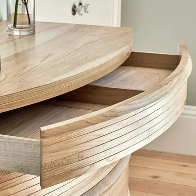 Bowfront Chest (four Drawer) in Olive ash and oak, Matthew Burt
