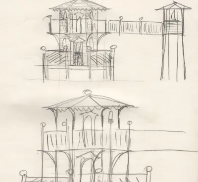 Working drawing from the Matthew Burt sketchbook