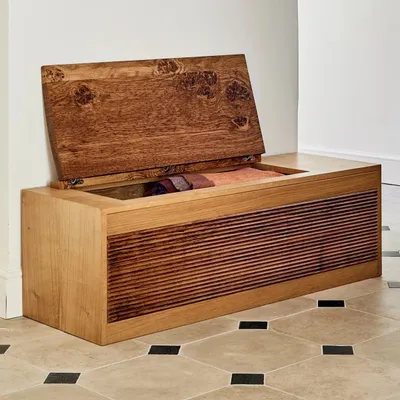 Up And Over Bench Chest, Natural oak, tiger oak & pippy oak, Matthew Burt