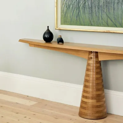 Angel Console Table (brick Version) in Oak, ash or elm, Matthew Burt
