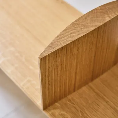 Aerofoil Bench With Armrest in Oak, ash or elm, Matthew Burt