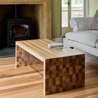 Low Stack Table in Ash or oak with glass, Matthew Burt