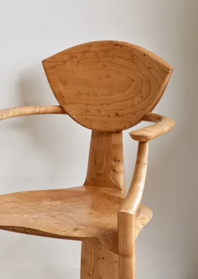 Finback Carver Chair in Pippy elm, Matthew Burt