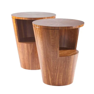 Beautiful Bucket Side Table (pair) in Tiger oak, Matthew Burt