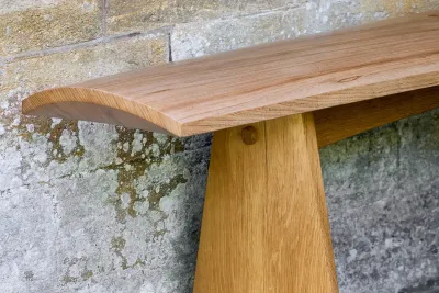 English oak furniture detail showing grain and figure, Matthew Burt